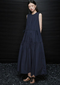 Tiered Navy Sleeveless Dress_BDHL6038