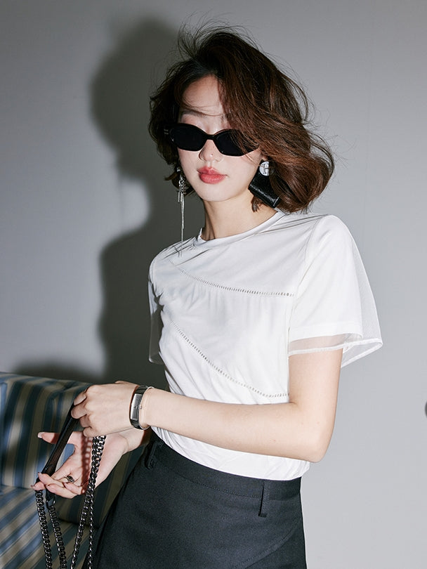 Hollow Mesh Faux-Style T-Shirt_BDHL7539