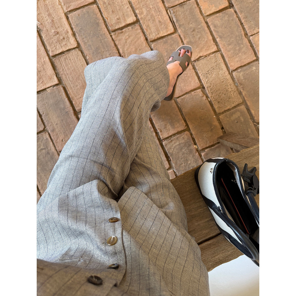 Linen Tencel Vest and Wide Leg Pants_BDHL8211