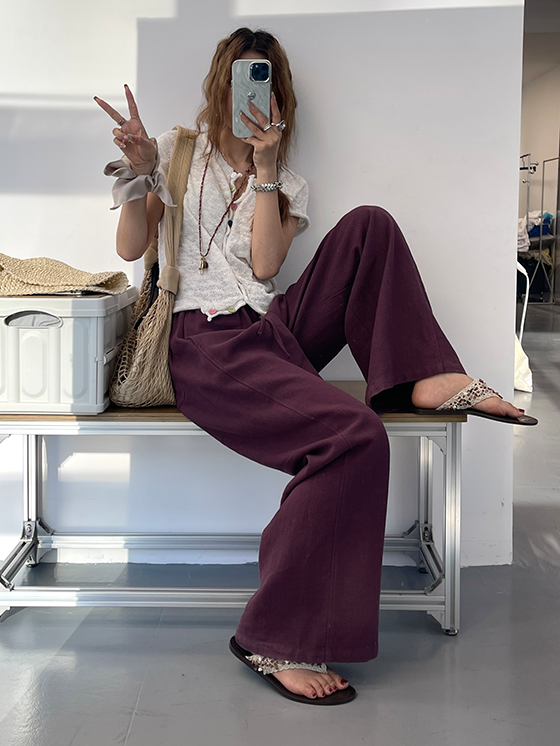 Elasticated Waist Wide Pants_BDHL7546