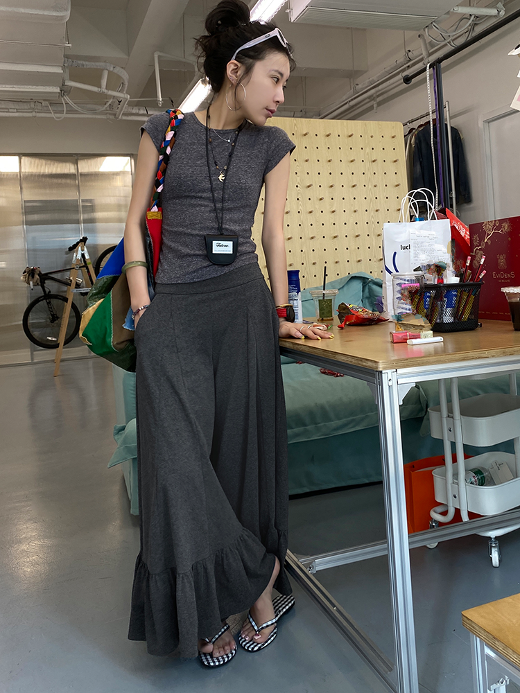 Frilled Wide-Leg Pants_BDHL7258