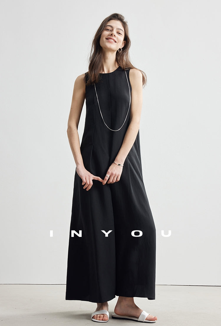Simple Tucked Sleeveless Dress_BDHL7181
