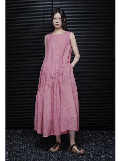 Ramie Relaxed Pink Dress_BDHL5909