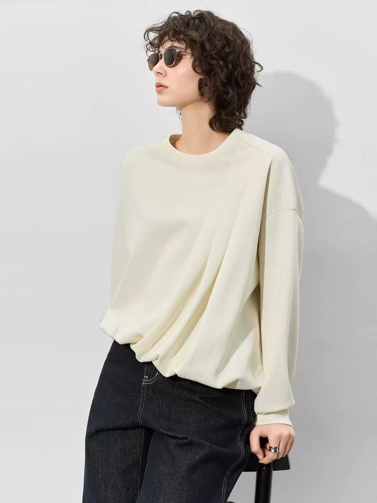 Asymmetrical Tucked Sweatshirt_BDHL7001