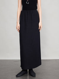 Back Slit Straight Long Skirt_BDHL6696