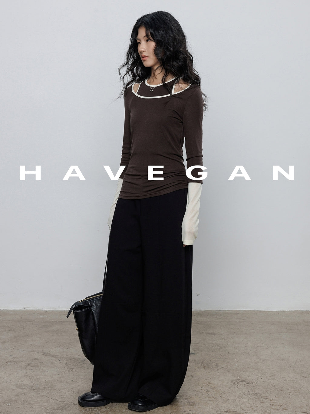Contrast Color Vest &amp; Long-Sleeved Tops Set_BDHL7779