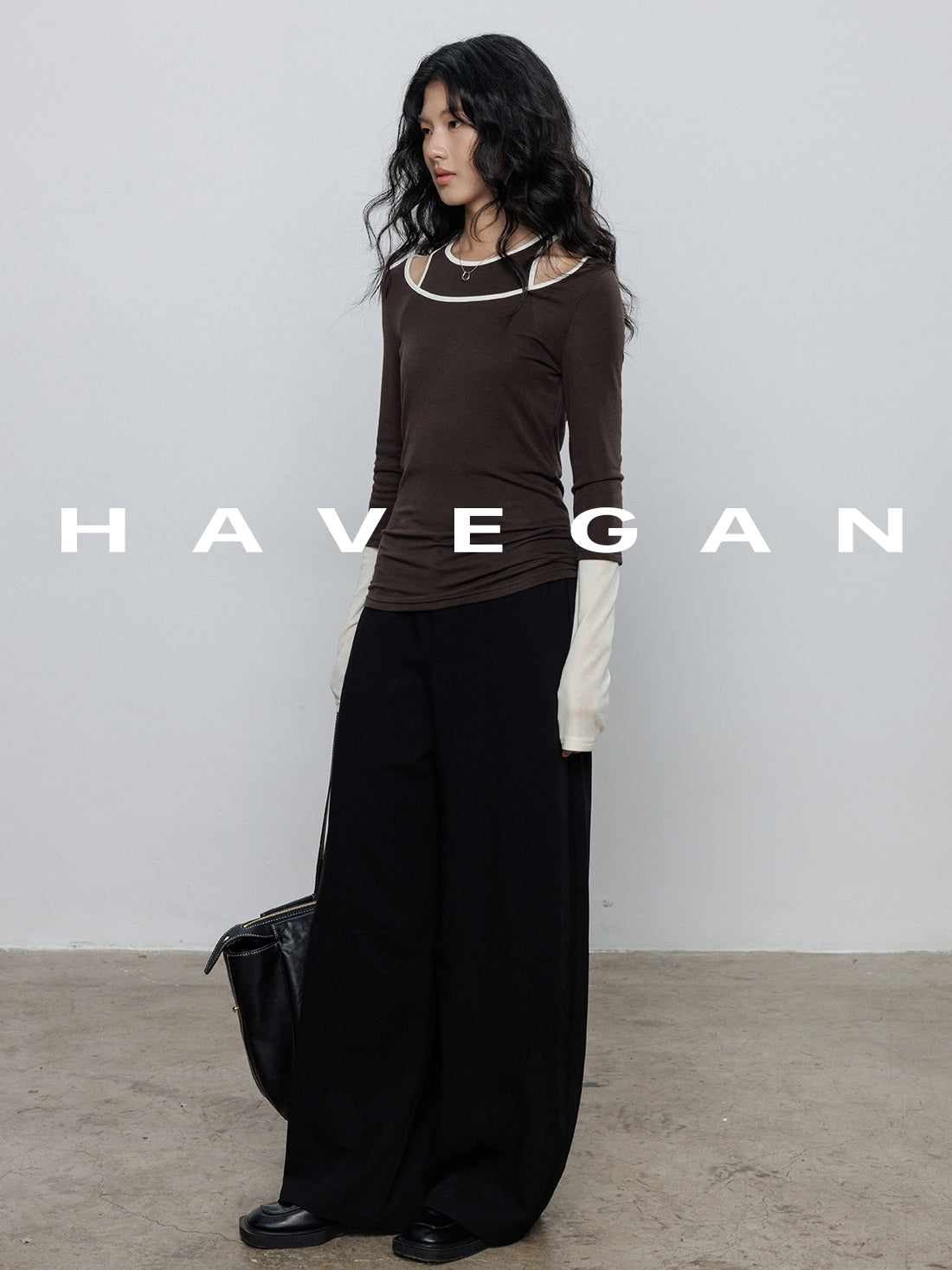 Contrast Color Vest &amp; Long-Sleeved Tops Set_BDHL7779