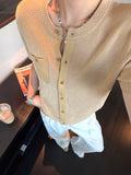 Linen-Trim Short-Sleeve Knit Cardigan_BDHL8332