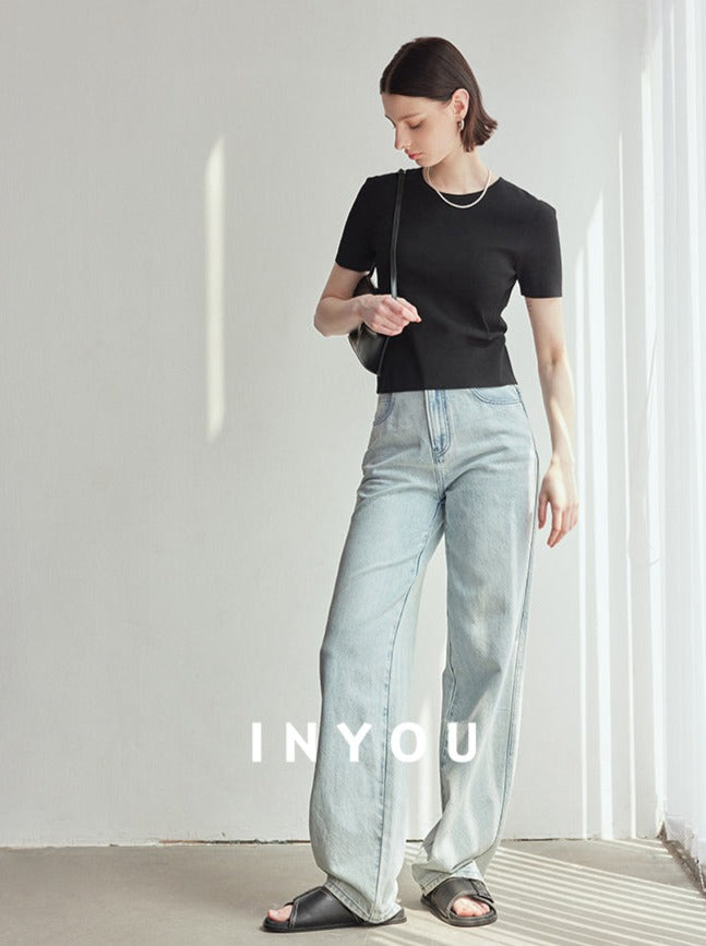 Crew Neck Cropped T-Shirt_BDHL6117