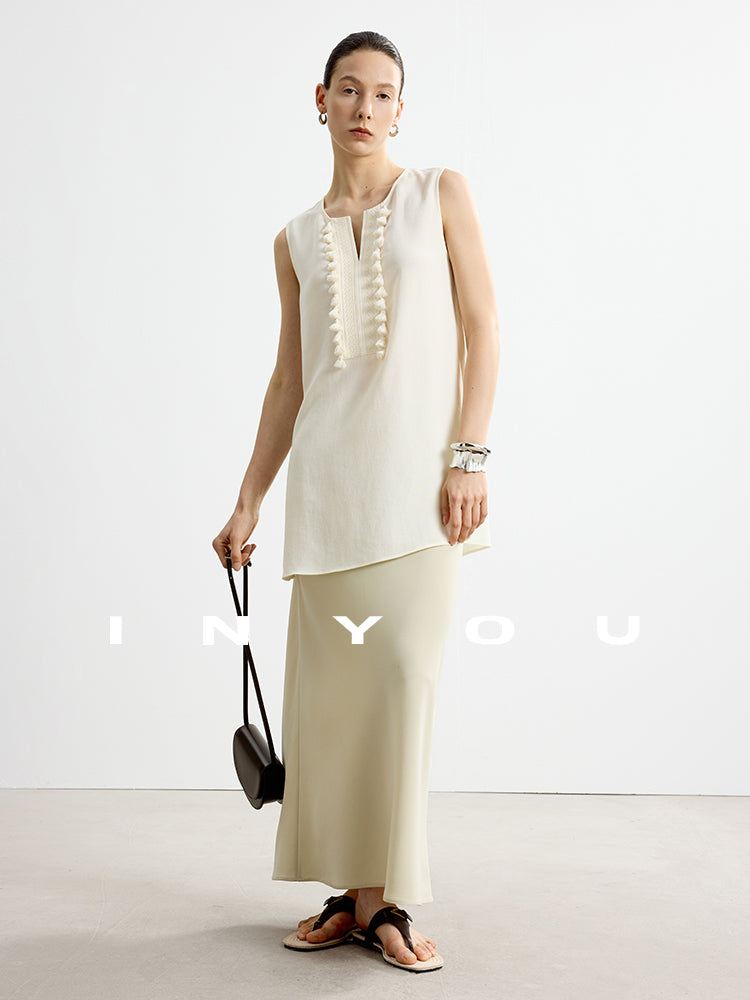Fringe V-Neck Sleeveless Tops_BDHL7652