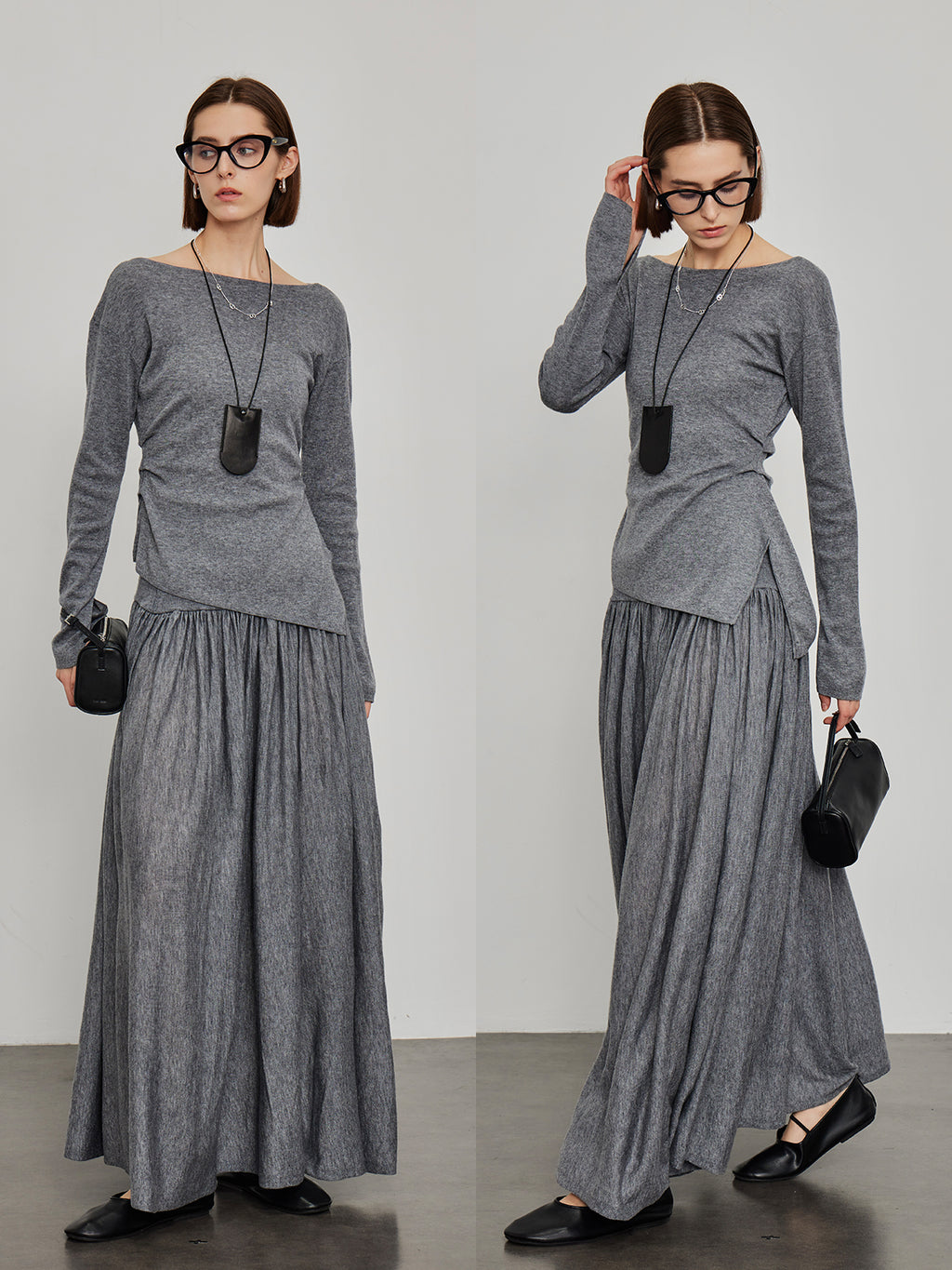 Knitted Slit Tops or Pleated Skirt_BDHL6450