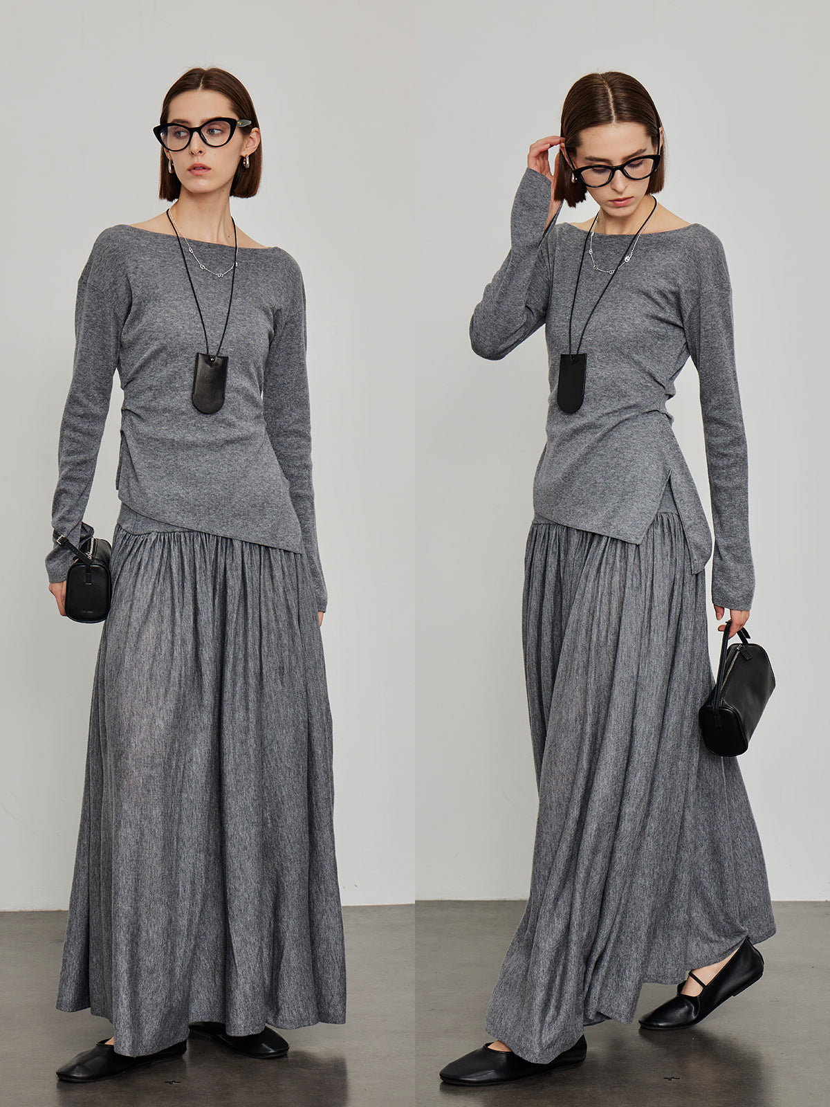 Knitted Slit Tops or Pleated Skirt_BDHL6450