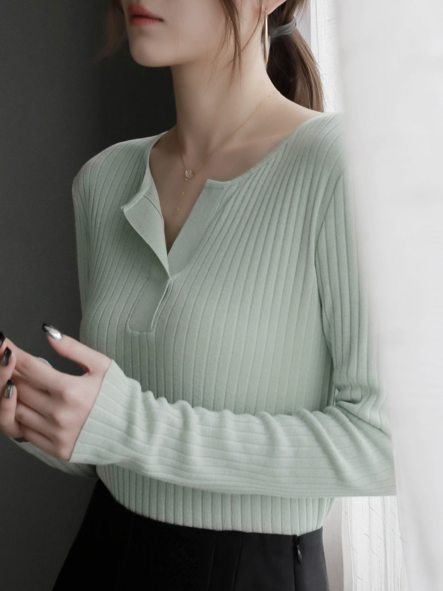 Skipper Ribbed Knit Tops_BDHL7268