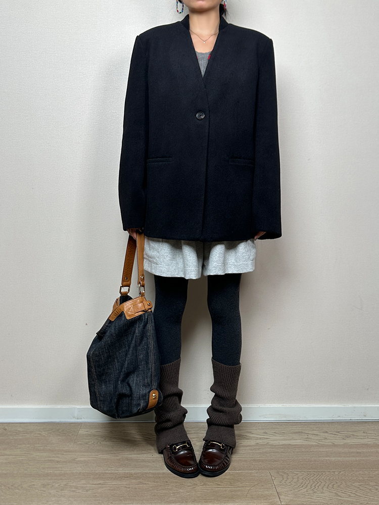 Loose Small V-Neck Coat_BDHL6795
