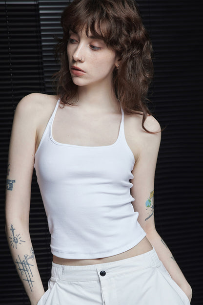 Racer Back White Camisole_BDHL6246