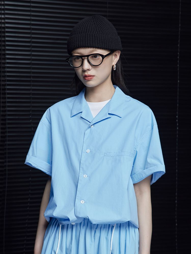 Blue Thin Short-Sleeved Shirt_BDHL6028