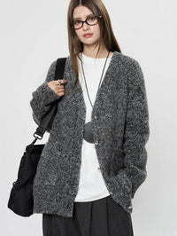 V-Neck Sequin Knit Thick Cardigan_BDHL6895