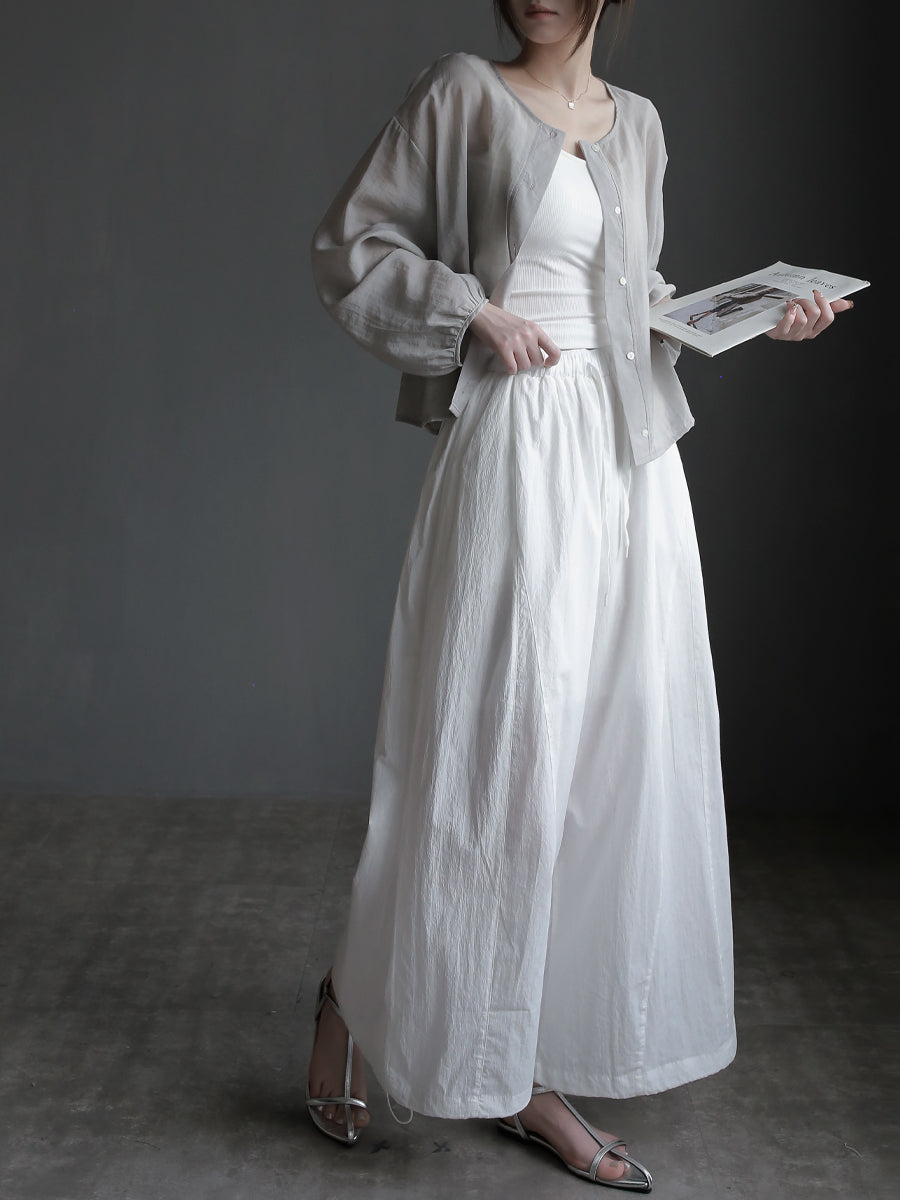 Thin Drawstring Wide Pants_BDHL7580
