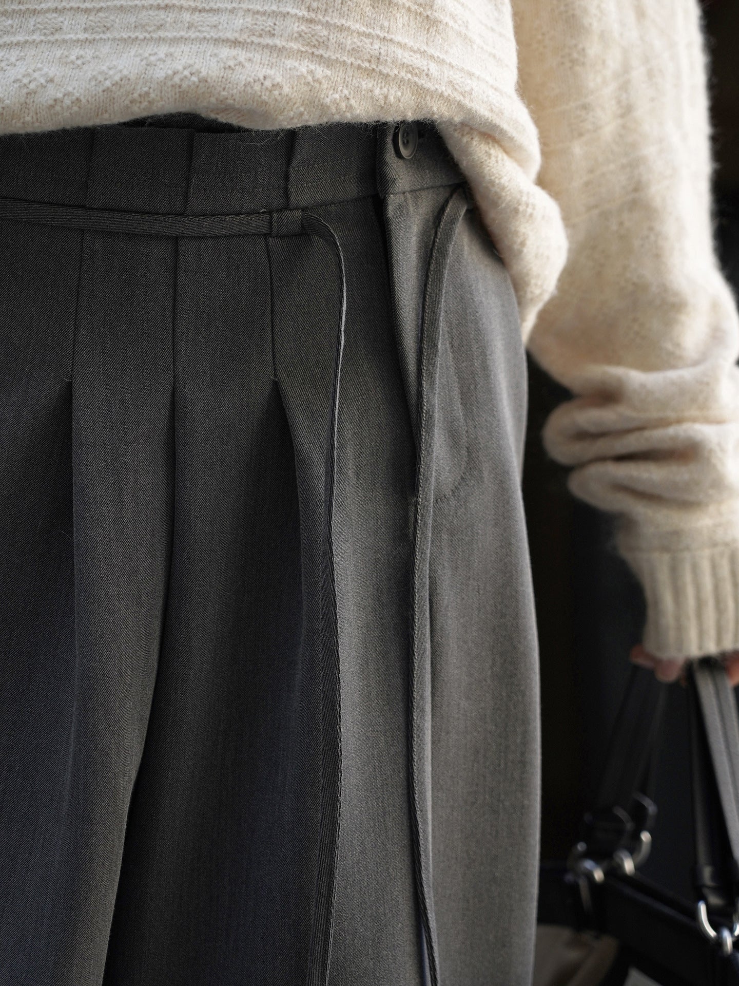 Pleated Side-Drape Pants_BDHL7773