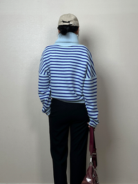 Striped Knitted Tops With Neck_BDHL6915