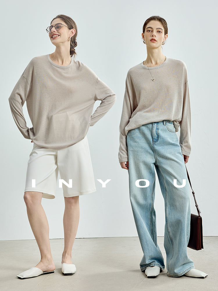 Round-Neck Loose-Fit Knit Tops_BDHL7752