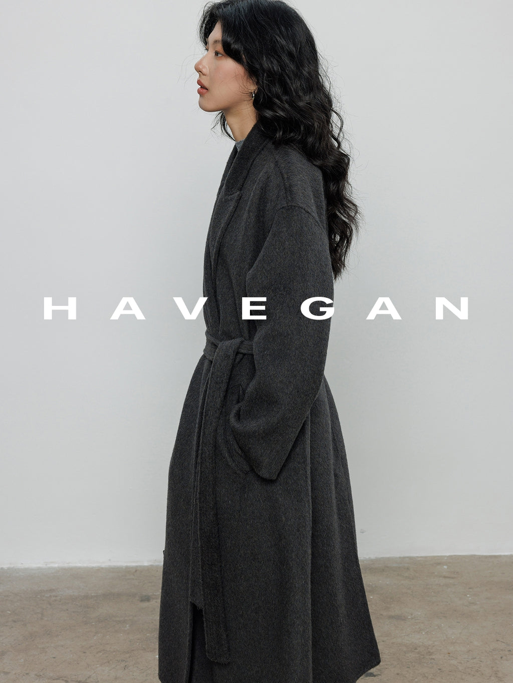 翻領腰帶長版大衣_BDHL7890