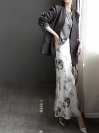 Draped Shiny Printed Skirt_BDHL7261