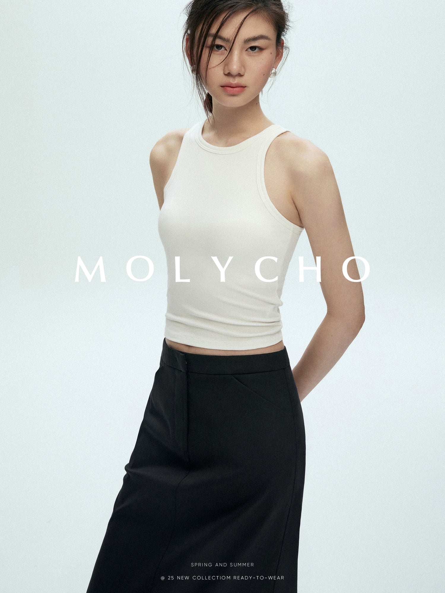 Black Long Straight Skirt_BDHL7428