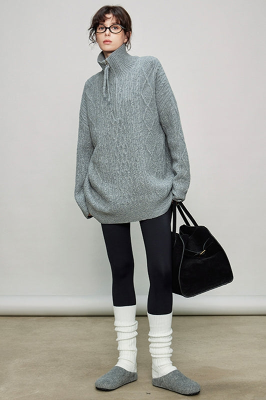 Stand Collar Half-Zip Tops_BDHL7936