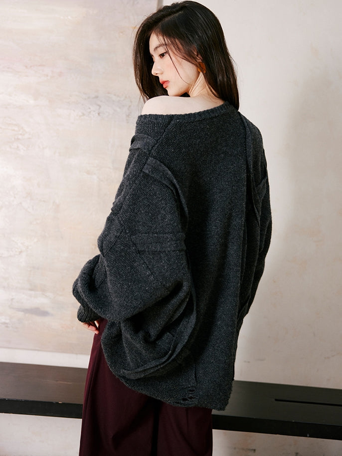 Dark Gray Loose Large Knit_BDHL6745