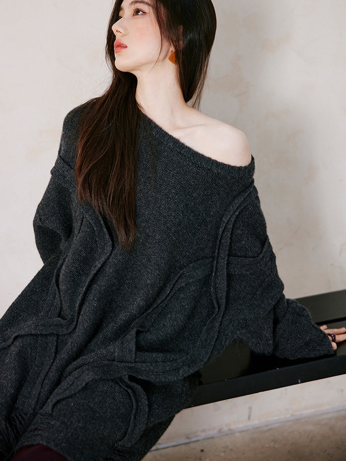 Dark Gray Loose Large Knit_BDHL6745