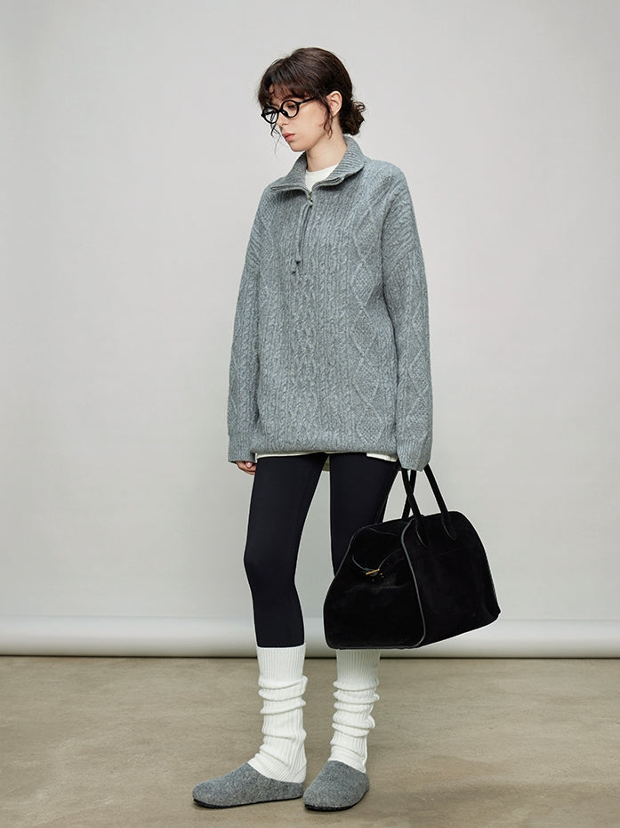 Stand Collar Half-Zip Tops_BDHL7936