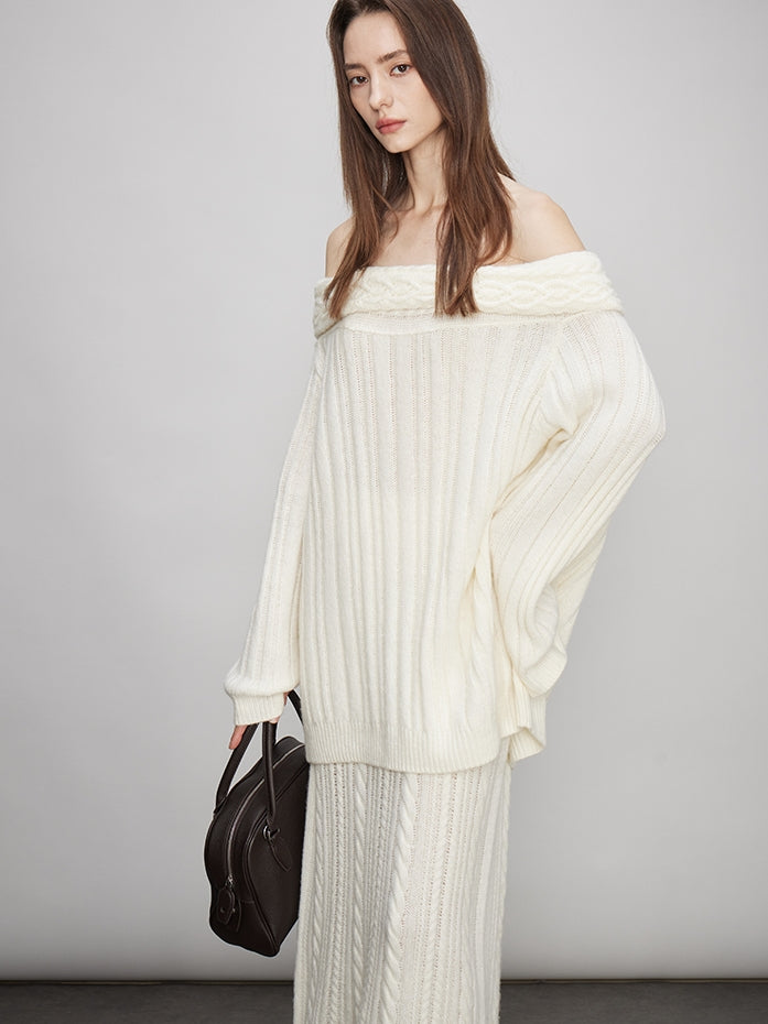 Off-Shoulder Knit Tops Or Knit Waist Skirt_BDHL7992