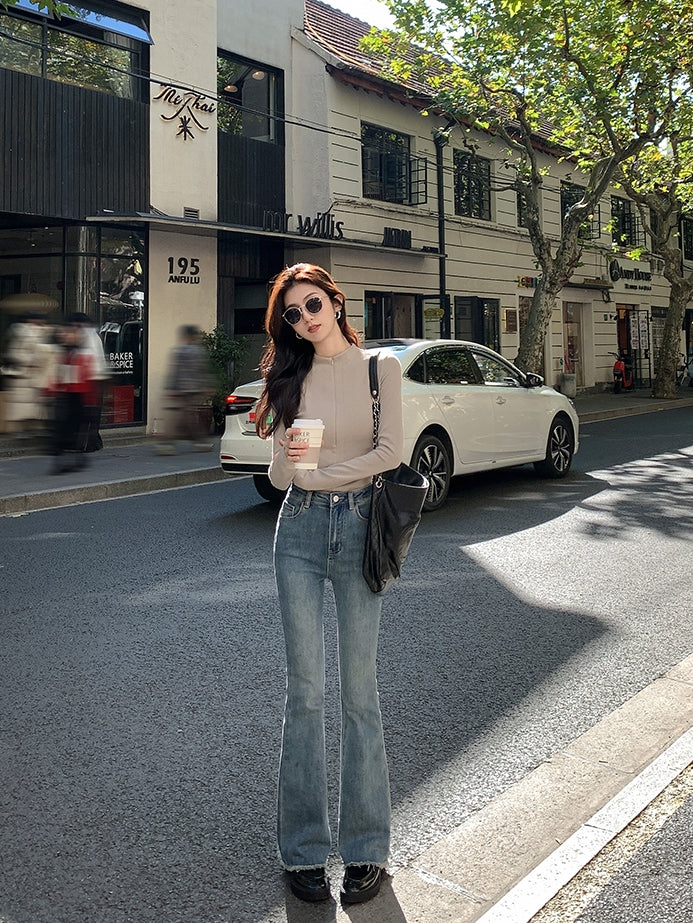 Half-Open Collar Knit Tops_BDHL8027