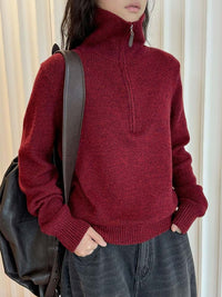 Half-Zip Turtleneck Knit Tops_BDHL6762