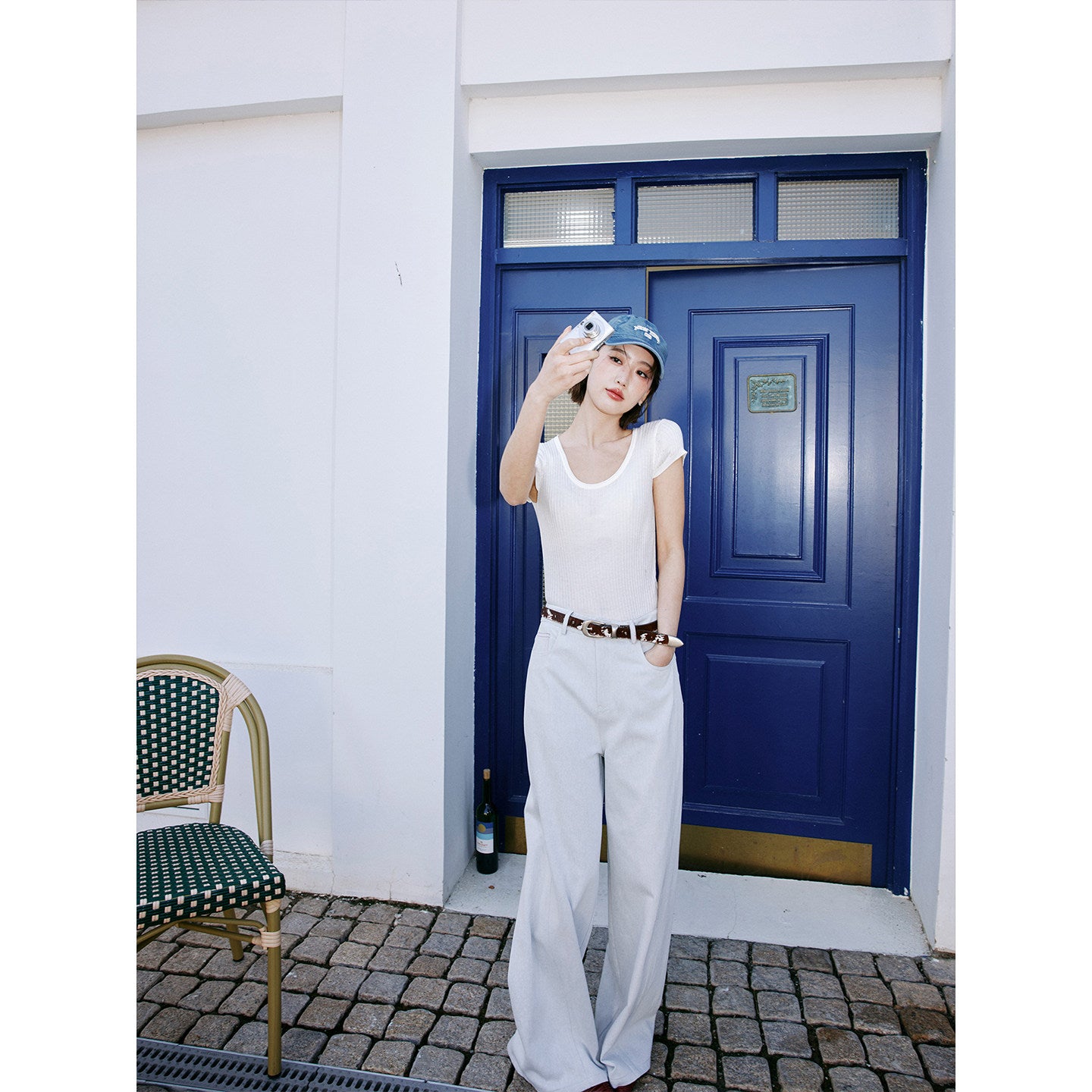 English Letter Print Straight Jeans_BDHL8233