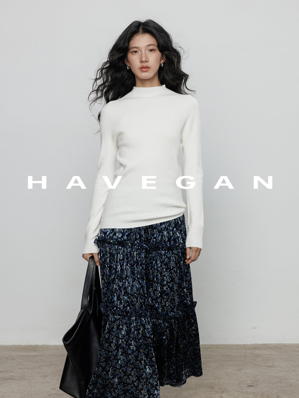 Retro Floral Print A-Line Skirt_BDHL7897