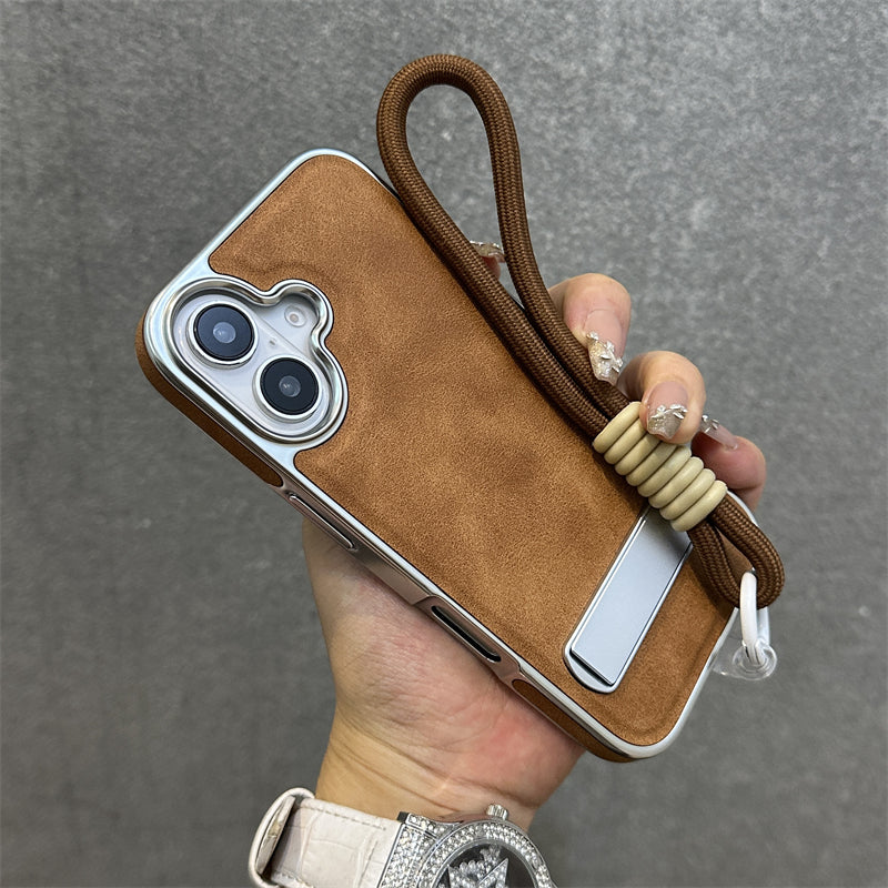 Sleek Edge Metallic Phone Case Shockproof with Hidden Support_HL3264
