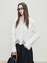 Lace Hollow Hem Shirt_BDHL7096