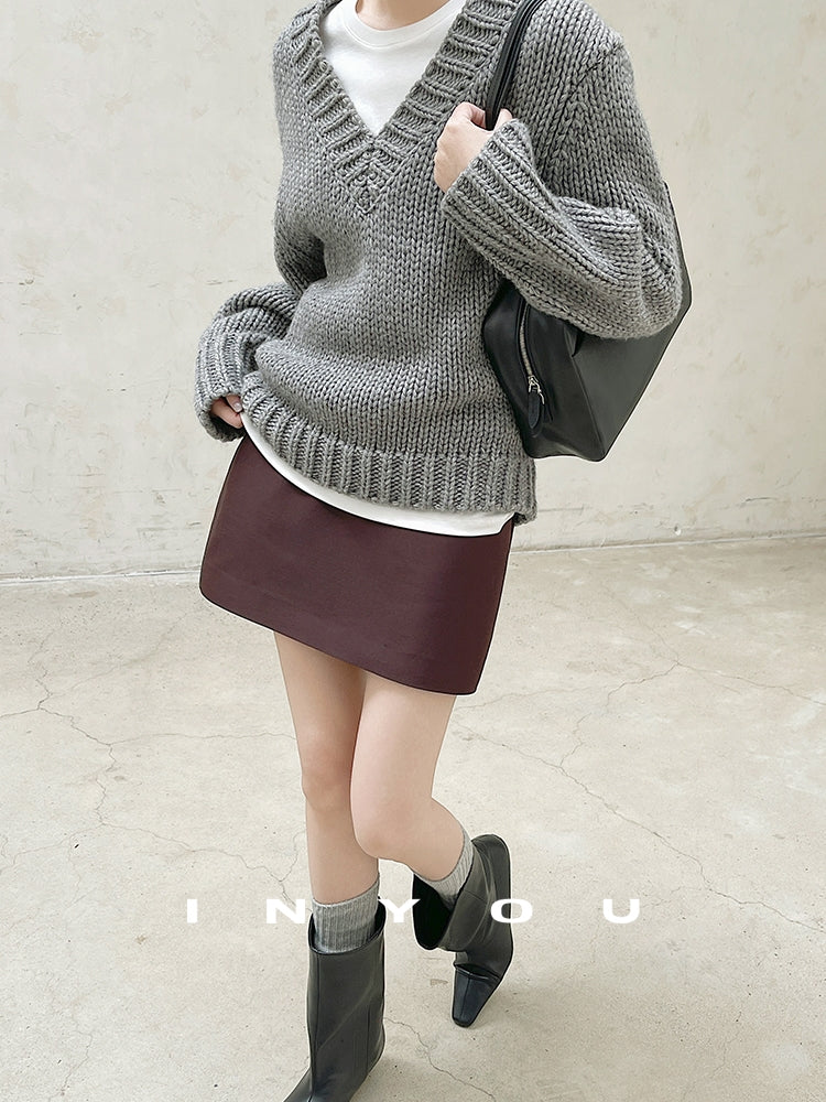 厚款V領針織上衣_BDHL7906