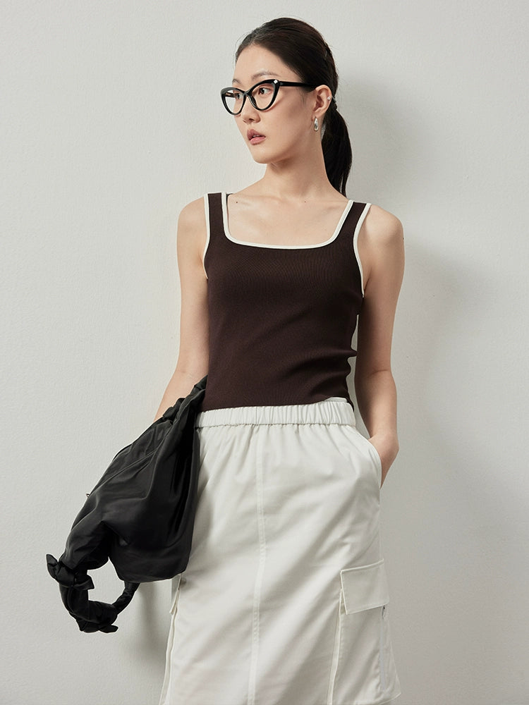 Square Neck Color Blocking Tank Top_BDHL6059