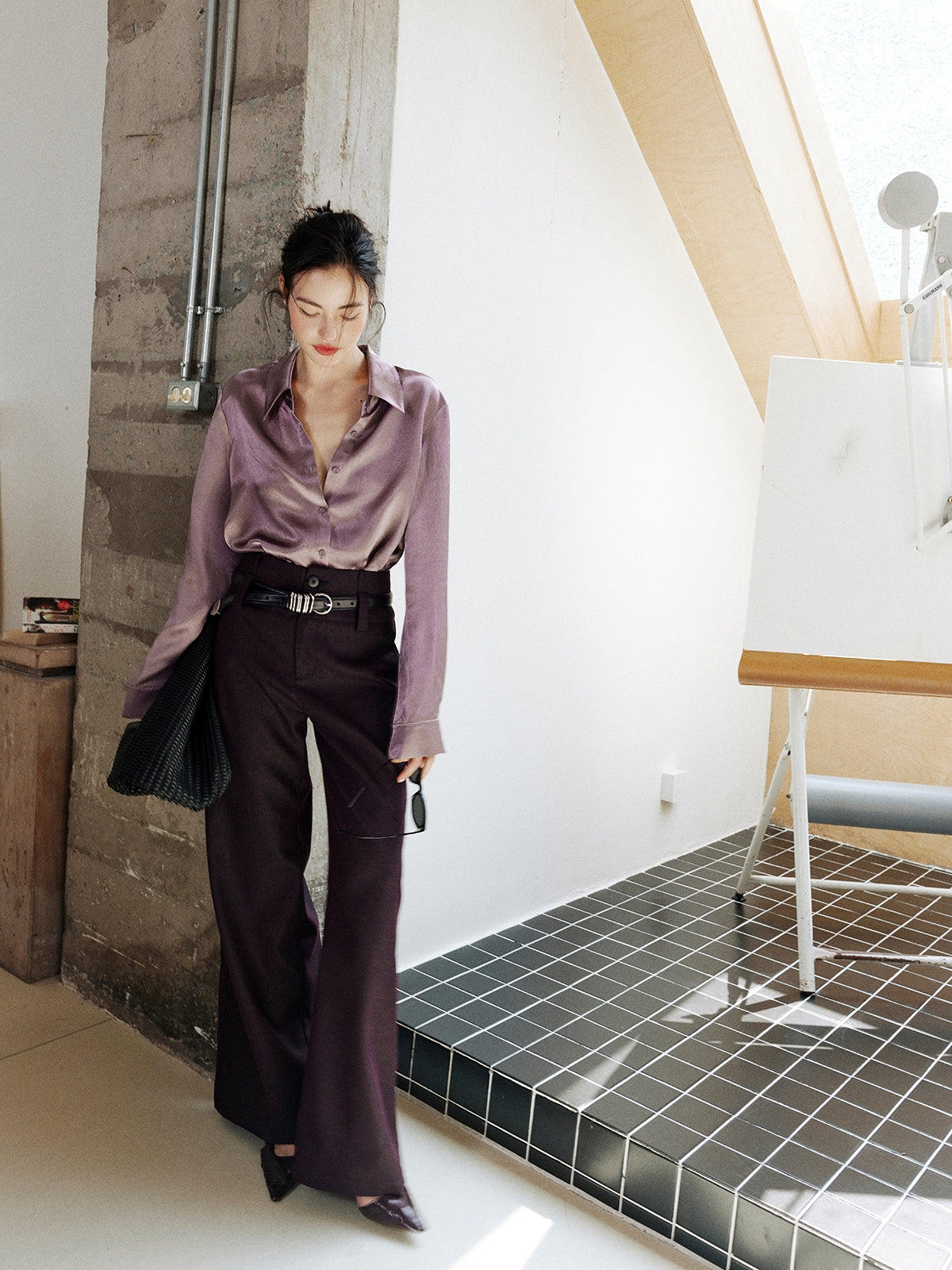 Purple Textured Suit Pants_BDHL8002