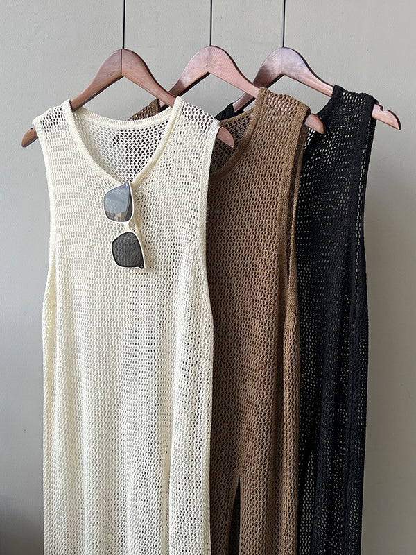 Hollow Long Sleeveless Tops_BDHL7561