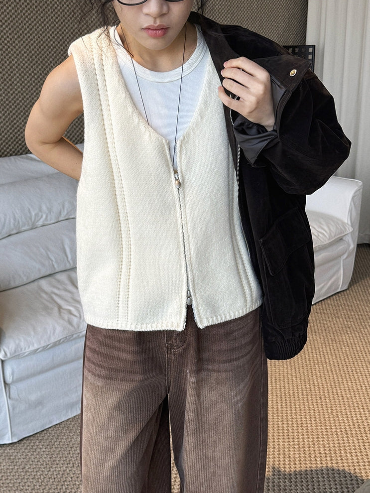 Double-Zip Sleeveless Tops_BDHL8150