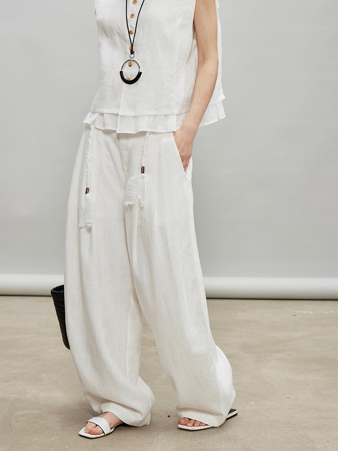 V-Neck Fringe Tops Or Tassel Wide Pants_BDHL7192