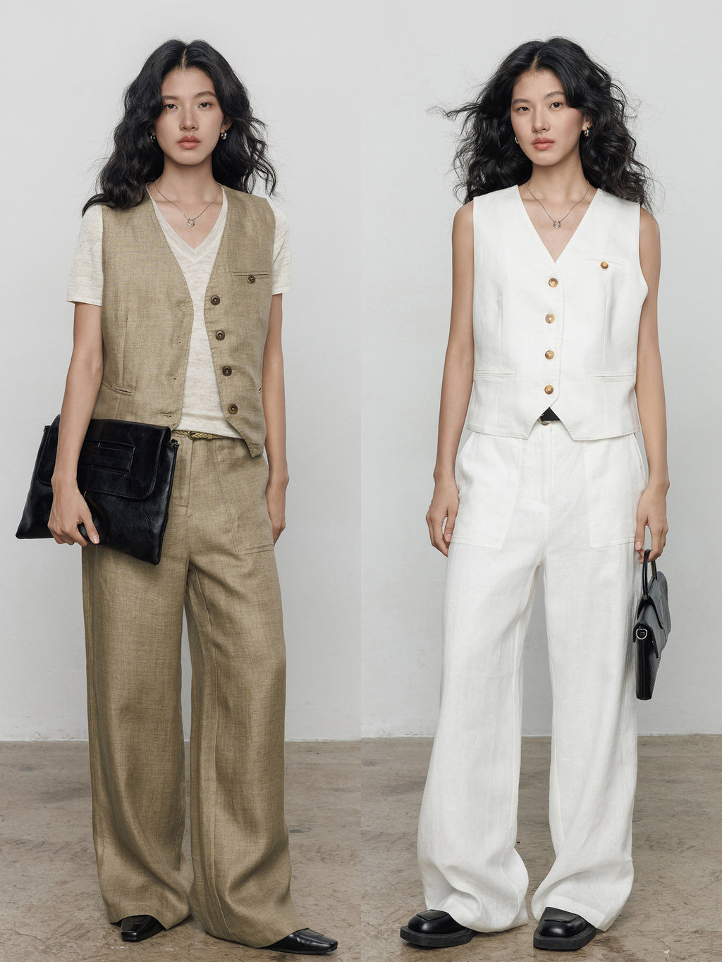 Summer Sleeveless Linen 2-Piece Vest & Pants_BDHL8201