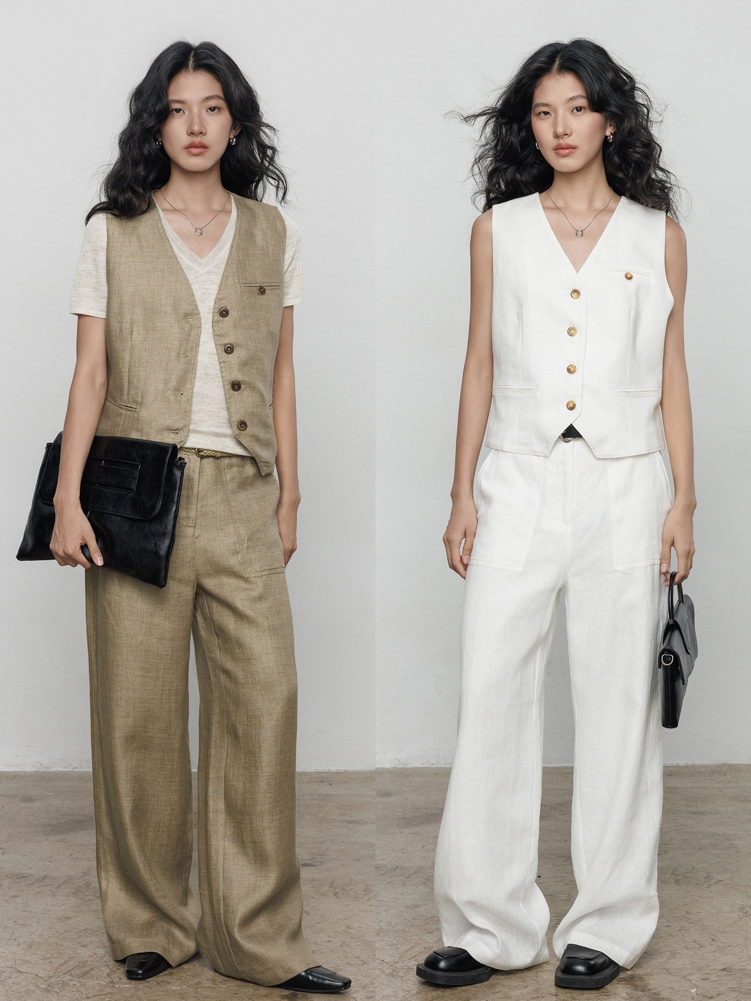 Summer Sleeveless Linen 2-Piece Vest & Pants_BDHL8201