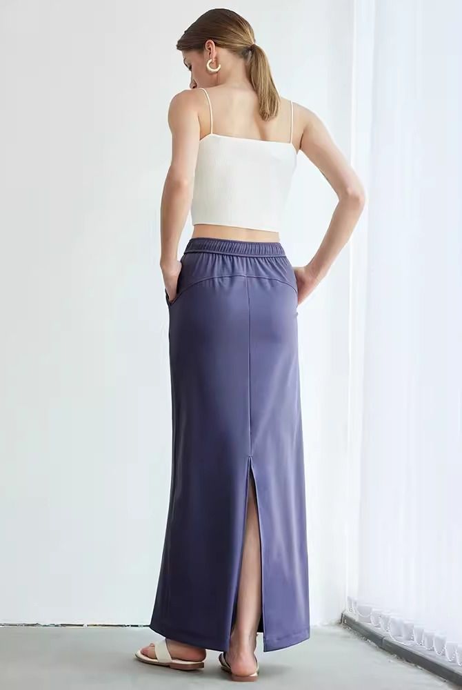 Back Slit Straight Long Skirt_BDHL6148