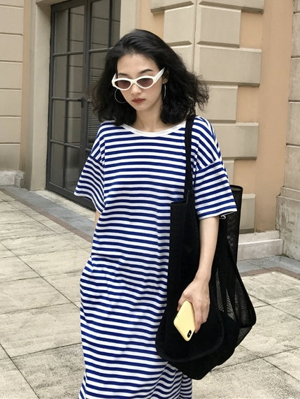 Backless Striped Sleeveless Dress_BDHL7548