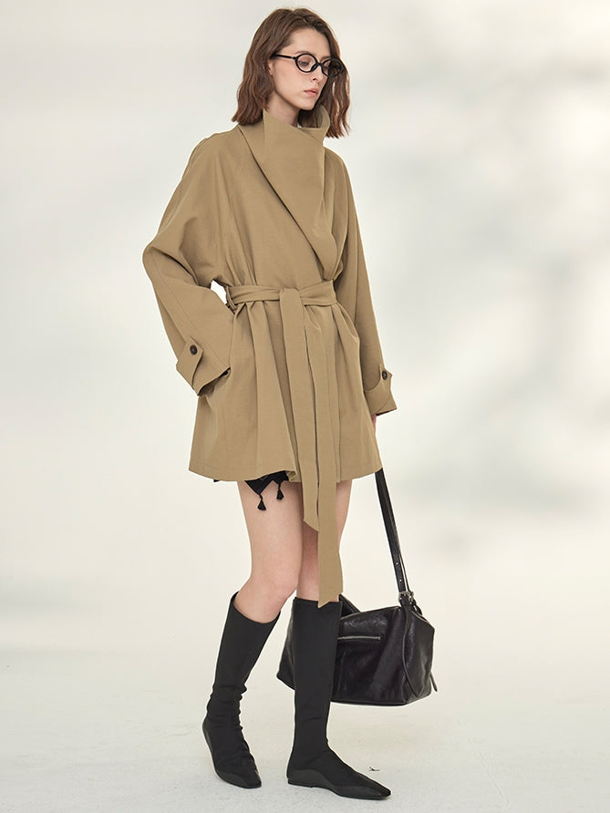 Tide Drawstring Short Trench Coat_BDHL7735